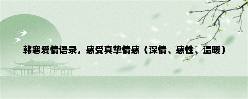 韩寒爱情语录，感受真挚情感（深情、感性、温暖）