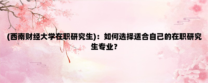 (西南财经大学在职研究