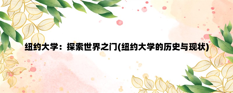 纽约大学：探索世界之门(纽约大学的历史与现状)
