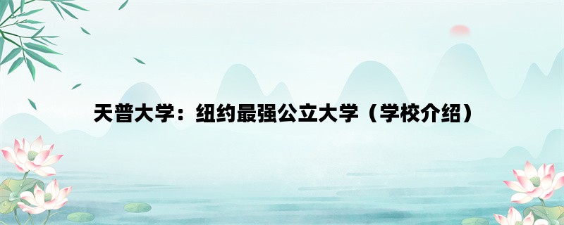 天普大学：纽约最强公立大学（学校介绍）