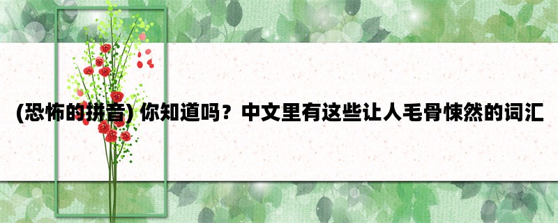(恐怖的拼音) 你知道吗？