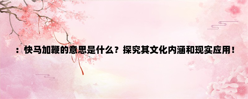 ：快马加鞭的意思是什么