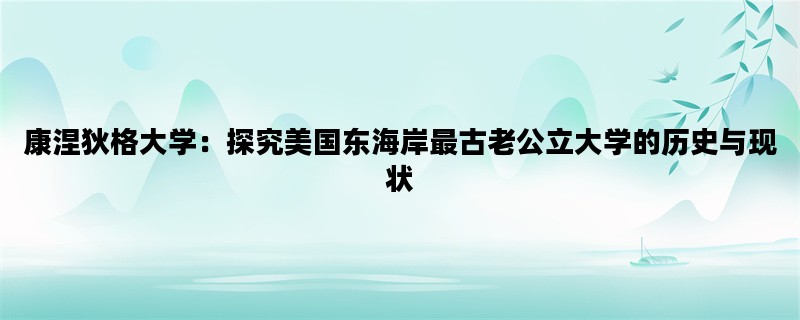 康涅狄格大学：探究美国