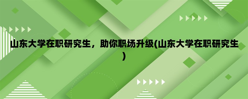 山东大学在职研究生，助