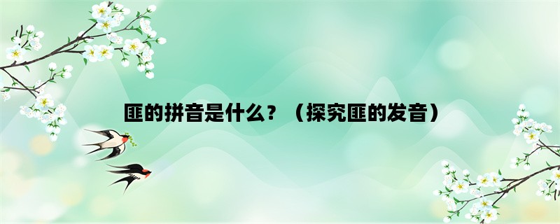 匪的拼音是什么？（探究