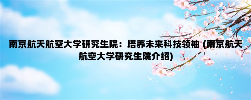 南京航天航空大学研究生