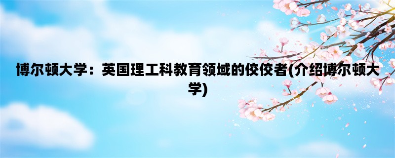 博尔顿大学：英国理工科