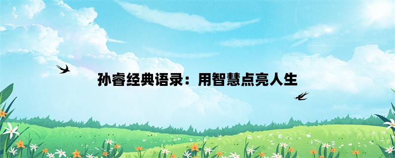 孙睿经典语录：用智慧点亮人生
