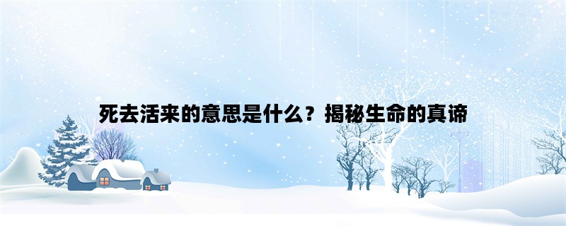 死去活来的意思是什么？揭秘生命的真谛