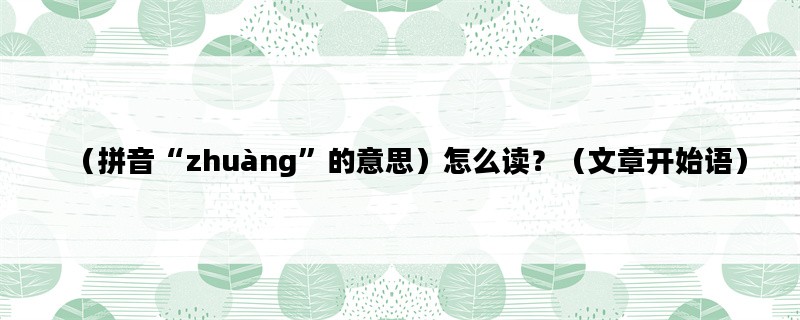 （拼音“zhuàng”的意思）怎么读？（文章开始语）