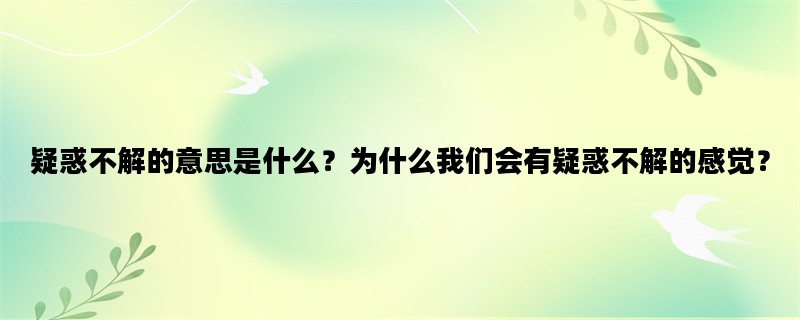 疑惑不解的意思是什么？