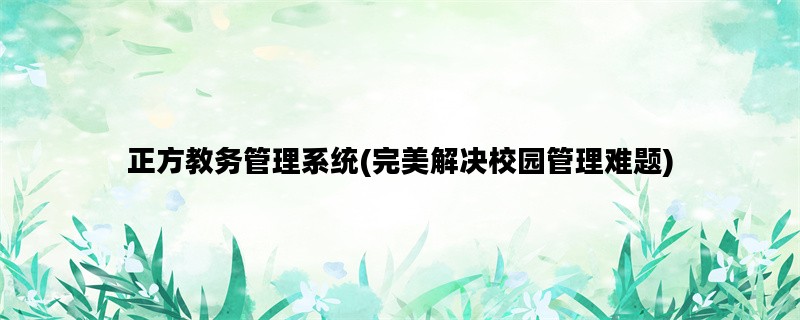 正方教务管理系统(完美