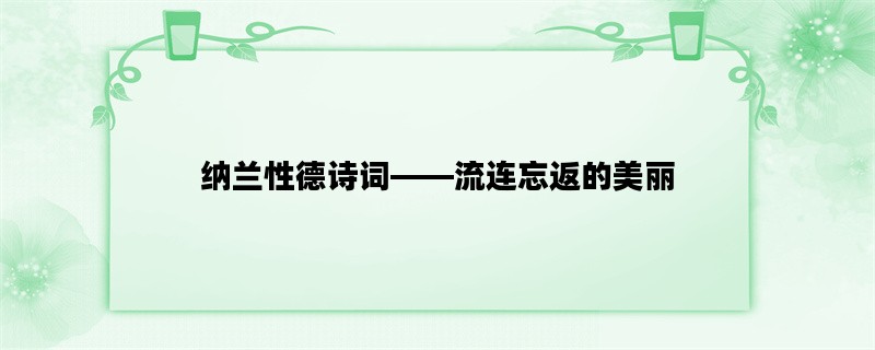 纳兰性德诗词——流连忘返的美丽