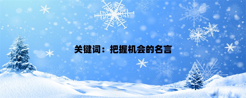 关键词：把握机会的名言