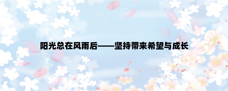 阳光总在风雨后——坚持