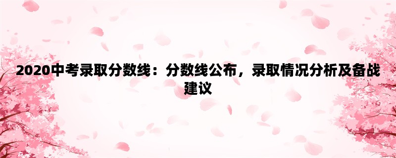 2020中考录取分数线：分