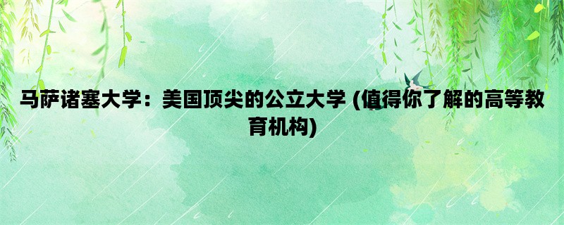 马萨诸塞大学：美国顶尖