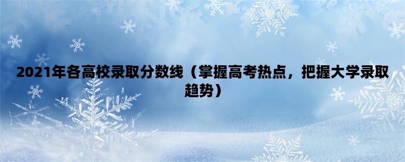 2021年各高校录取分数线
