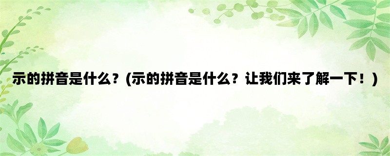 示的拼音是什么？(示的