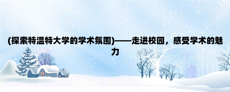 (探索特温特大学的学术