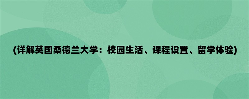 (详解英国桑德兰大学：