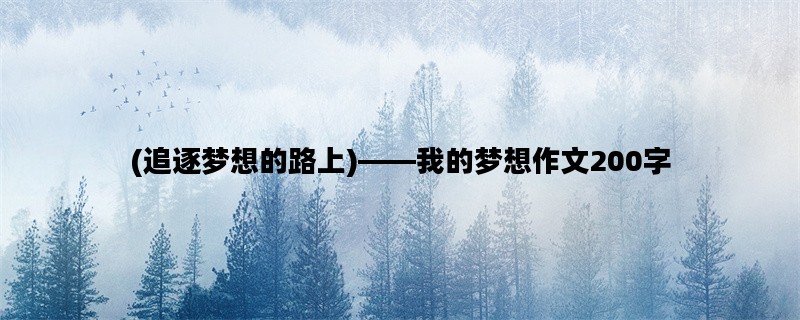 (追逐梦想的路上)——我