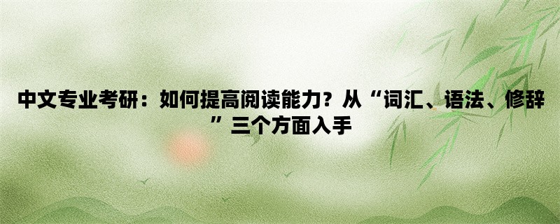 中文专业考研：如何提高阅读能力？从“词汇、语法、修辞”三个方面入手
