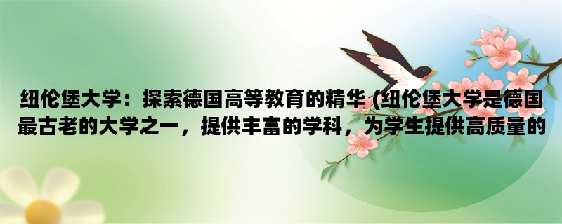 纽伦堡大学：探索德国高
