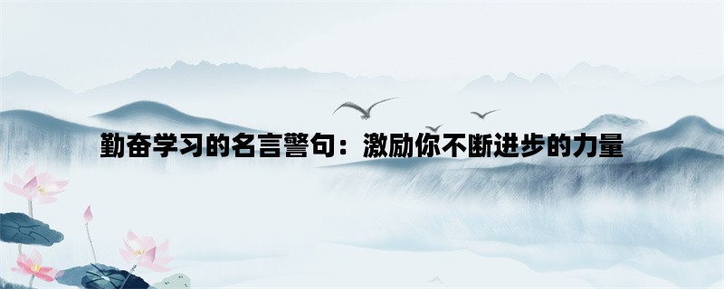 勤奋学习的名言警句：激励你不断进步的力量