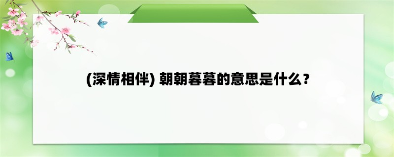 (深情相伴) 朝朝暮暮的意思是什么？