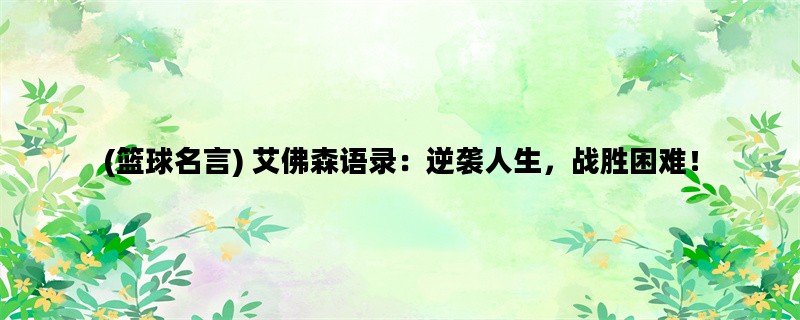 (篮球名言) 艾佛森语录：