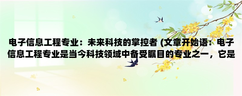 电子信息工程专业：未来