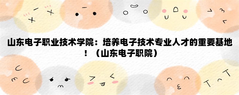 山东电子职业技术学院：