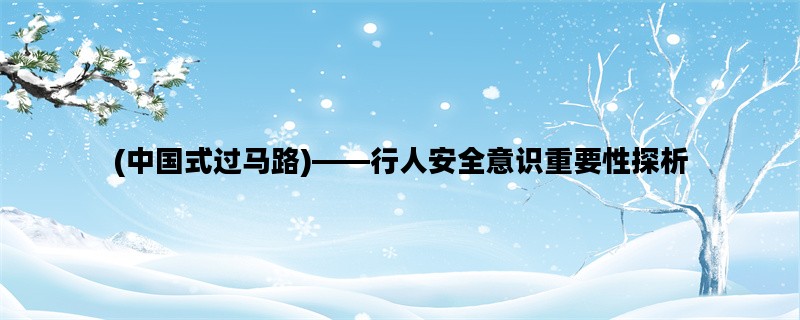 (中国式过马路)——行人