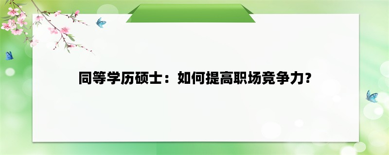 同等学历硕士：如何提高职场竞争力？