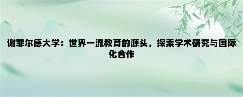 谢菲尔德大学：世界一流教育的源头，探索学术研究与国际化合作