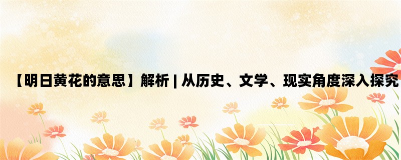 【明日黄花的意思】解析