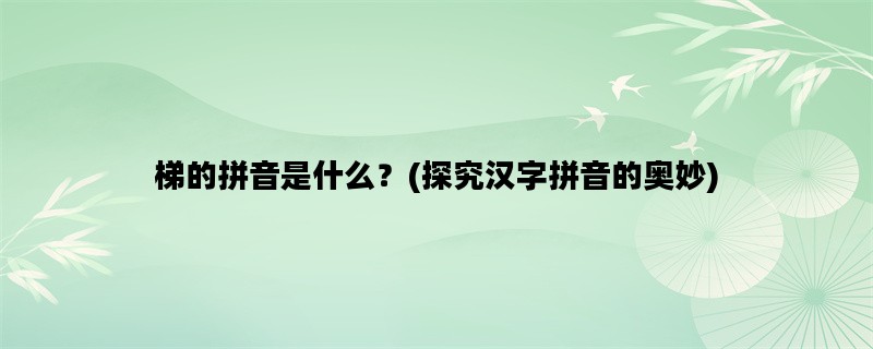 梯的拼音是什么？(探究
