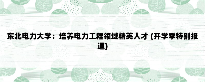 东北电力大学：培养电力