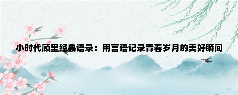 小时代顾里经典语录：用言语记录青春岁月的美好瞬间