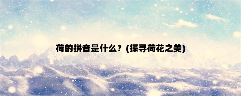 荷的拼音是什么？(探寻