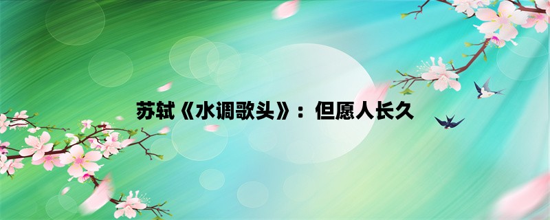 苏轼《水调歌头》：但愿