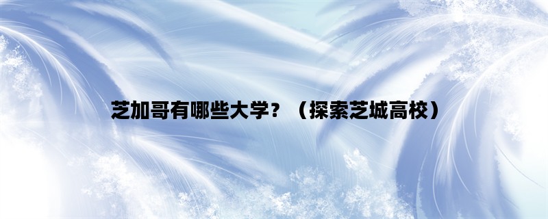 芝加哥有哪些大学？（探索芝城高校）