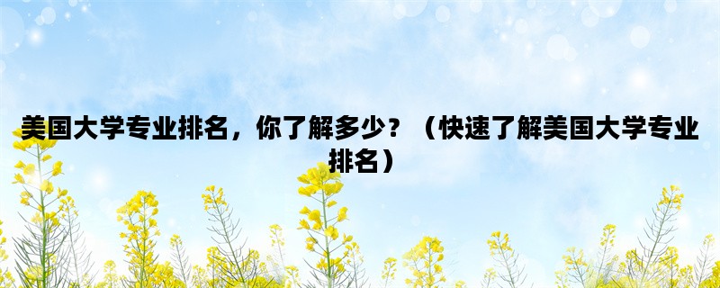 美国大学专业排名，你了