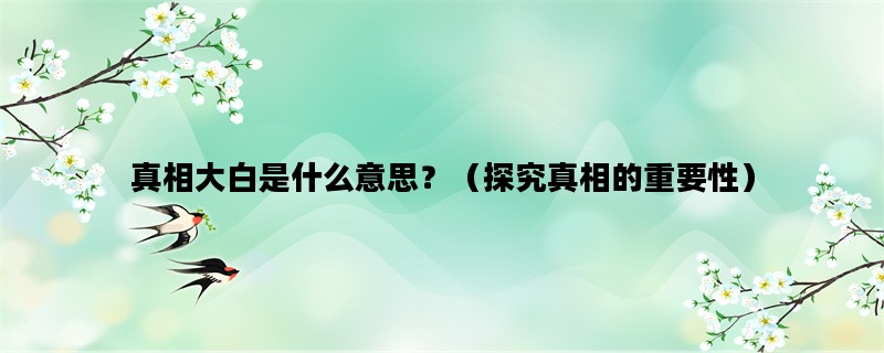 真相大白是什么意思？（