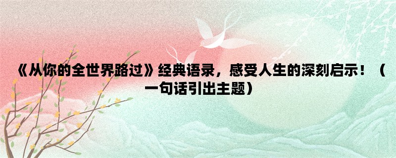《从你的全世界路过》经