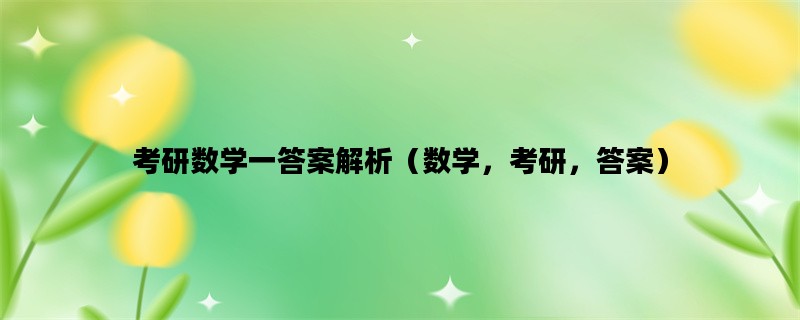 考研数学一答案解析（数