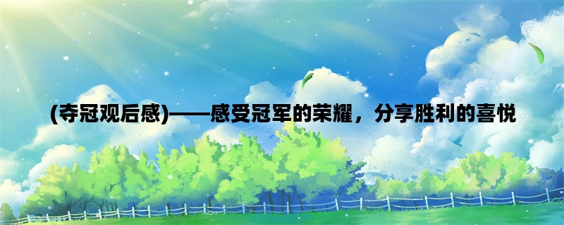 (夺冠观后感)——感受冠