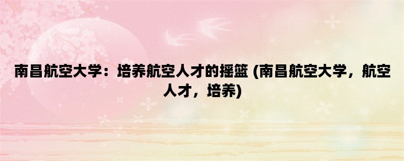南昌航空大学：培养航空人才的摇篮 (南昌航空大学，航空人才，培养)