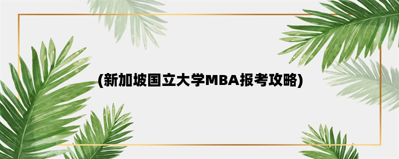 (新加坡国立大学MBA报考